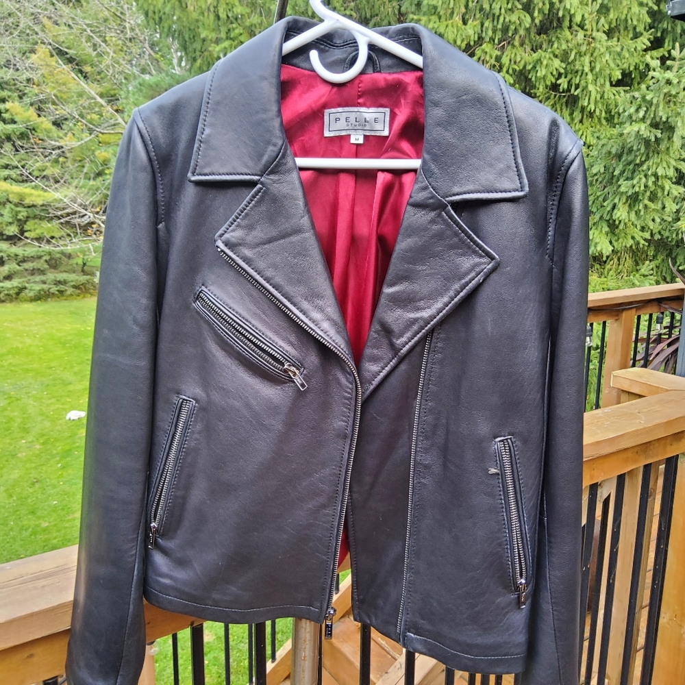 Pelle Studio Black Leather Moto Jacket